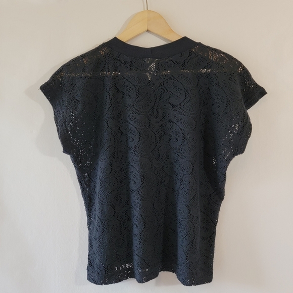 VTG 2Xs Black Y2K Lace Paisley Boxy Casual Top Sz S Whimsigoth Fairy Goth USA - Picture 2 of 11